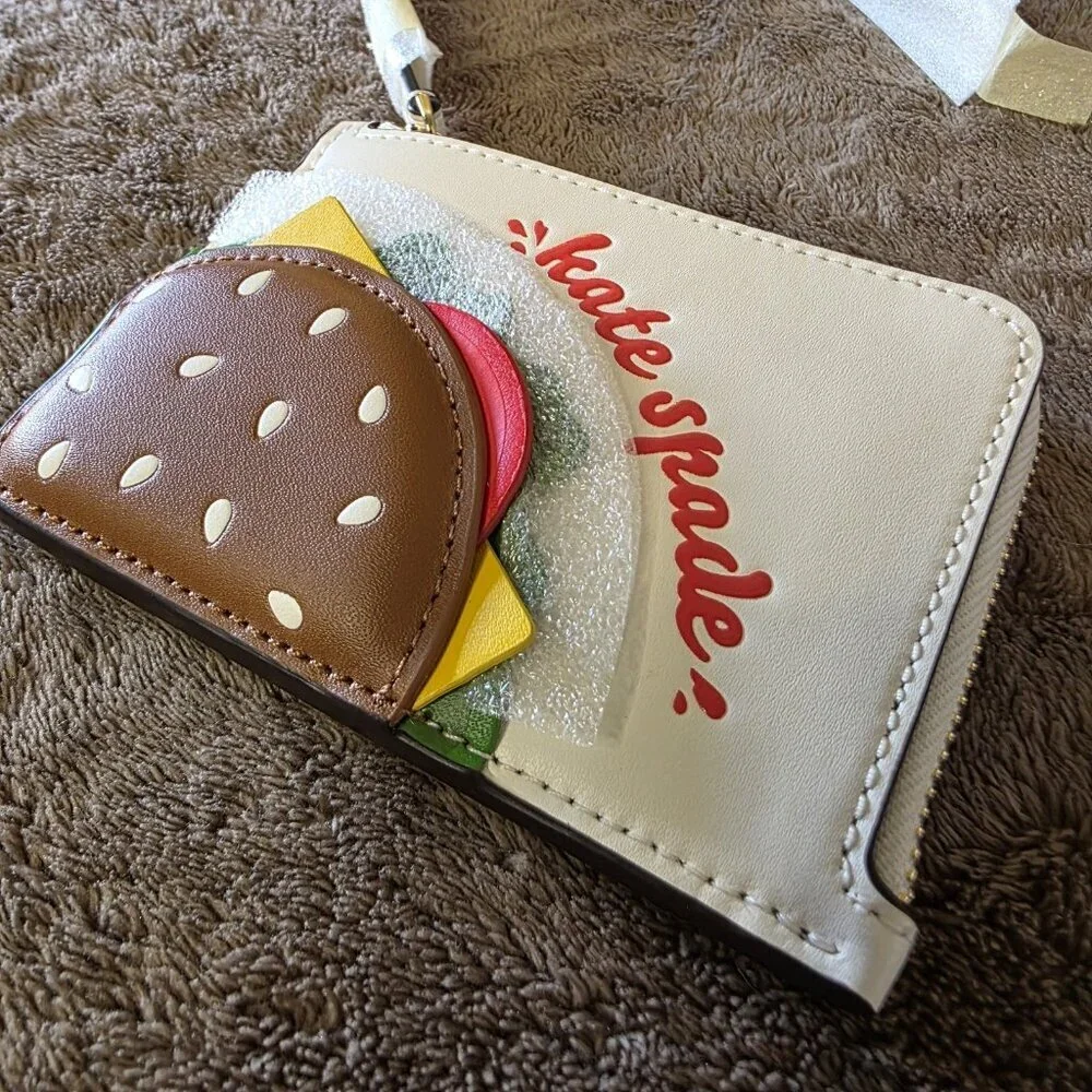 Kate Spade Burger Wristlet Wallet NWT Rare Novelty Snack Bar Bag